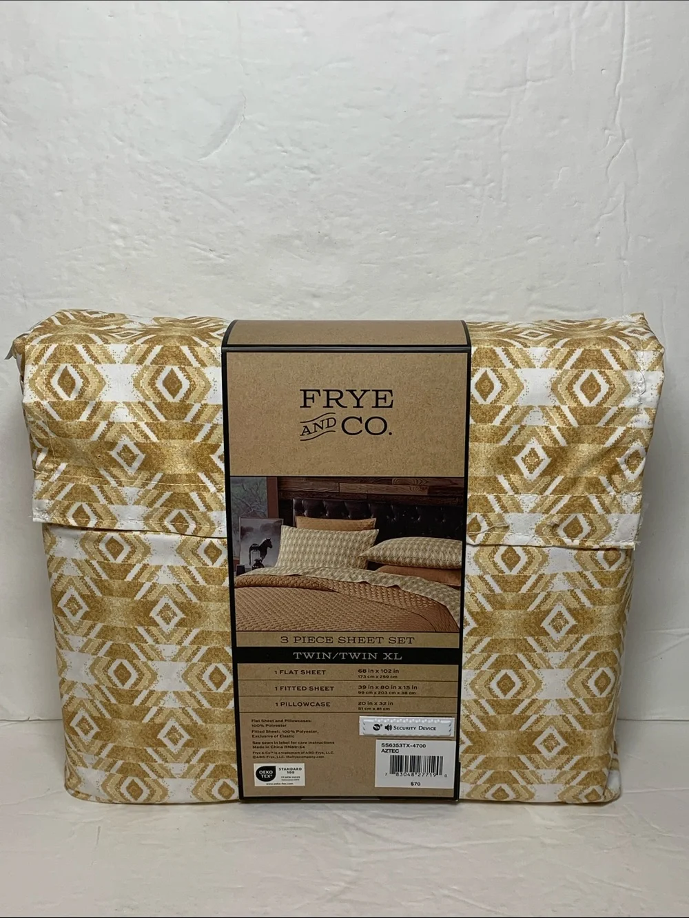 FRYE and CO TWIN/TWIN XL Bedding Set Tan 3 Piece Aztec Southwest Desert Boho NWT
